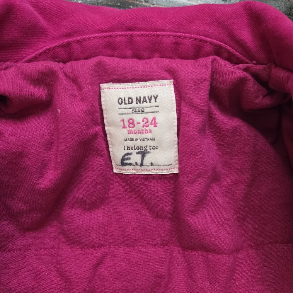 Old Navy Baby Girls Fuchsia Pink Double Breasted Peacoat Jacket Size 18-24 Month